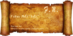 Fohn Máté névjegykártya