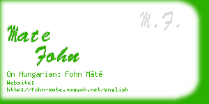 mate fohn business card
