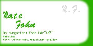 mate fohn business card